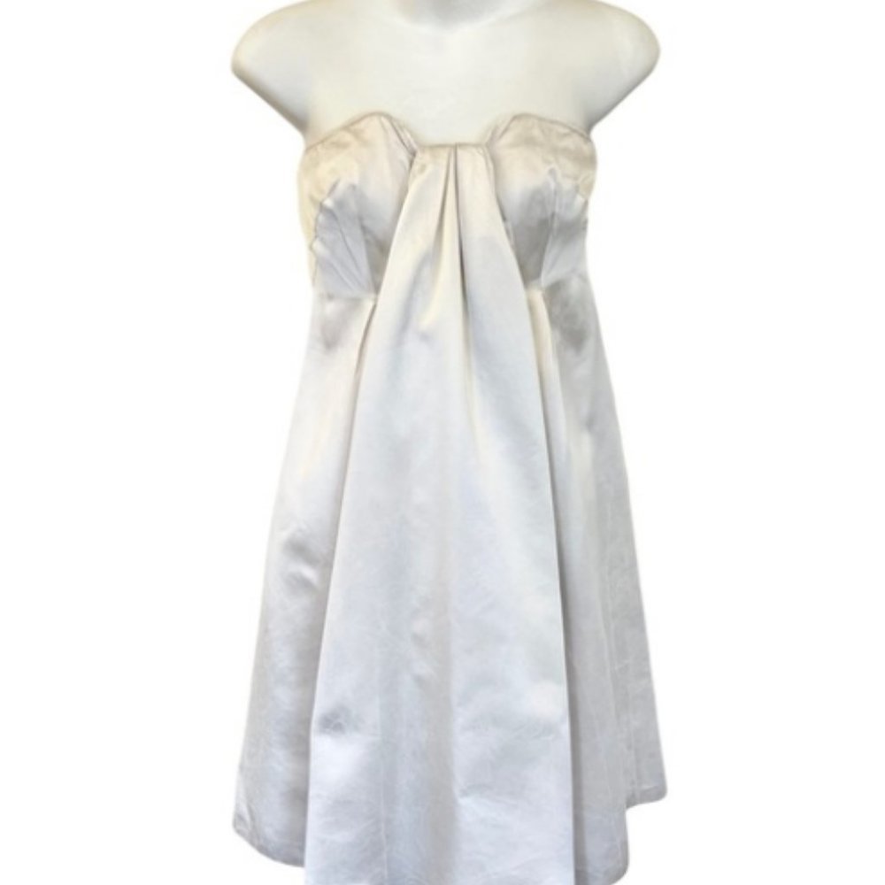 PRADA Silk Strapless Pleated Waterfall Design Mini Dress - 2 - Picture 9 of 10